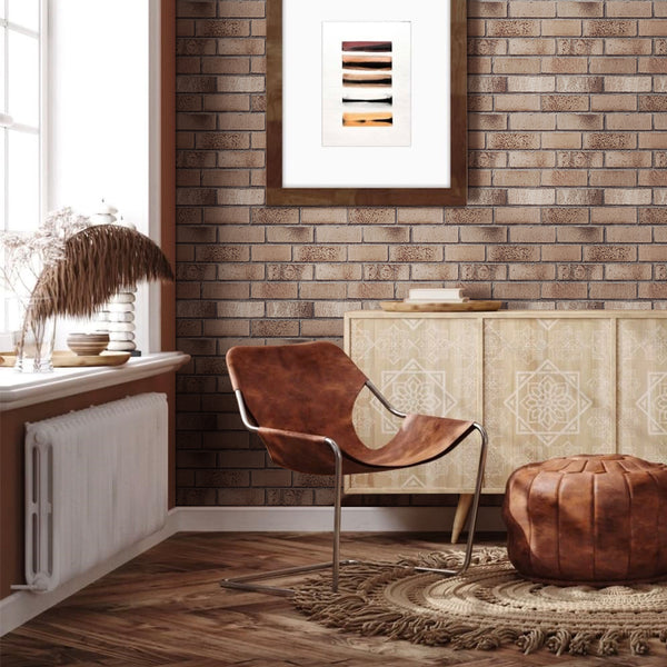 3D Coffee Brown Brick Peel and Stick Wall Tile