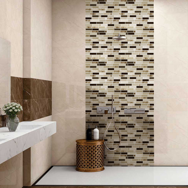 Azulejo de ducha de cáscara y palo de mosaico más grueso marrón claro para decoración de pared de ducha