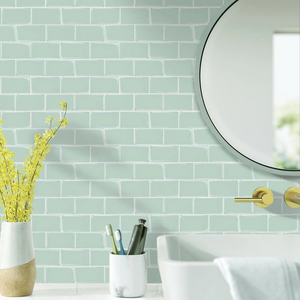 Azulejo para pared de baño, protector contra salpicaduras, verde, clásico, más grueso, para pared de baño