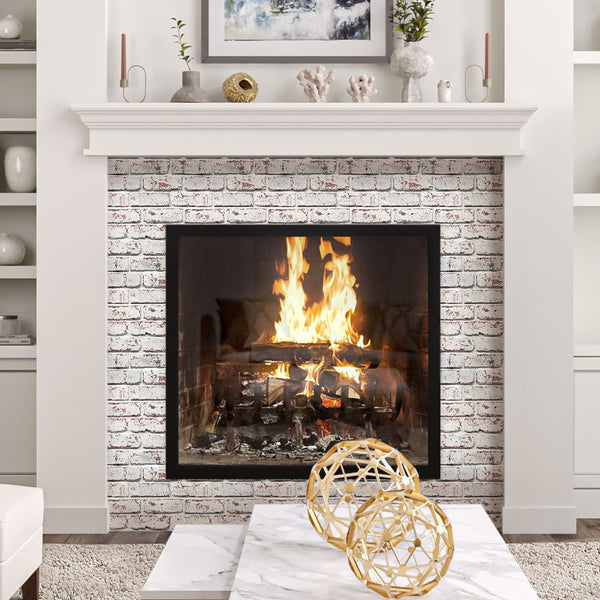 3D Whitewash Brick Tiles For Fireplaces