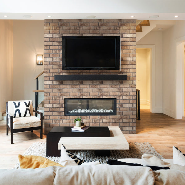 3D Coffee Brown Brick Peel and Stick Wall Tile for TV Wall Ideas