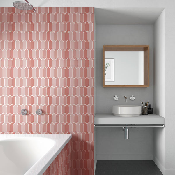 Thicker Pink Fishscale Peel and Stick Shower Tile