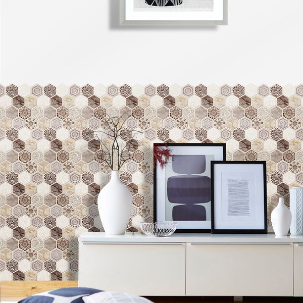 3D-Brown-Tone-Hexagon-Peel-and-Stick-Wall-Tile-scene3