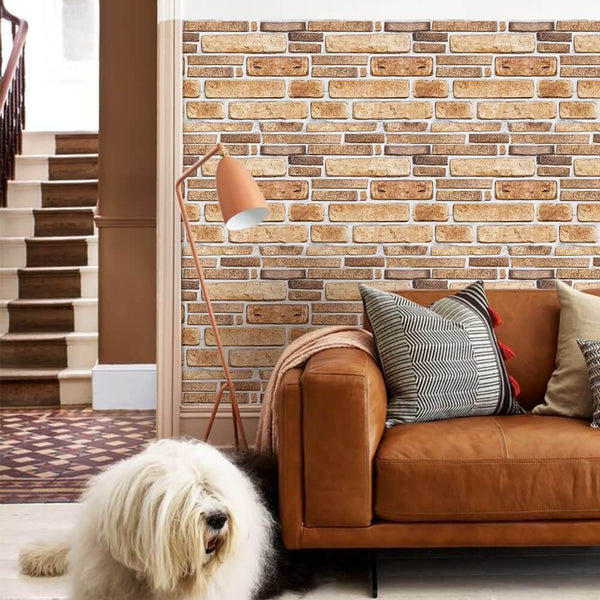 Retro Brown Stone 3D Wall Panels for Living Room Wall Decor