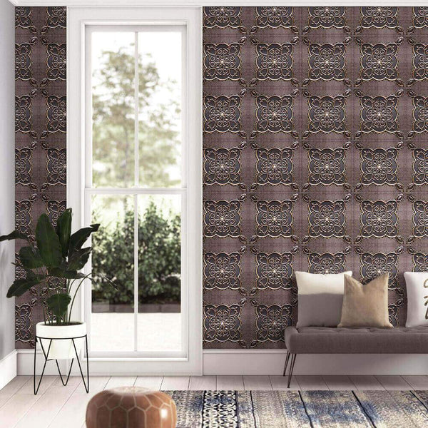 3D Brown Vintage Pattern Peel and Stick Wall Tile