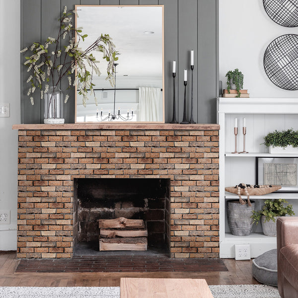 3D Dark Brown Brick Peel and Stick Wall Tile