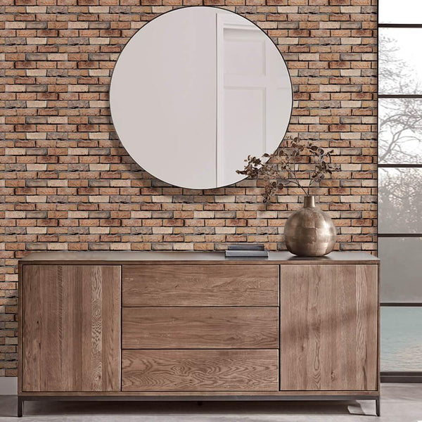 3D Dark Brown Brick Peel and Stick Wall Tile