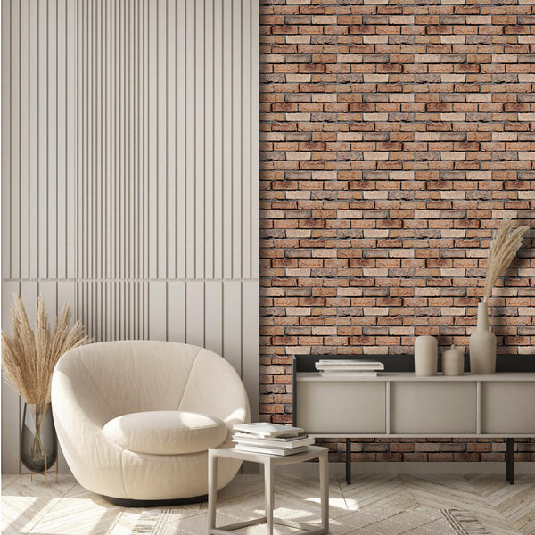 3D Dark Brown Faux Brick Wall Tile Peel and Stick for Home Wall Decor