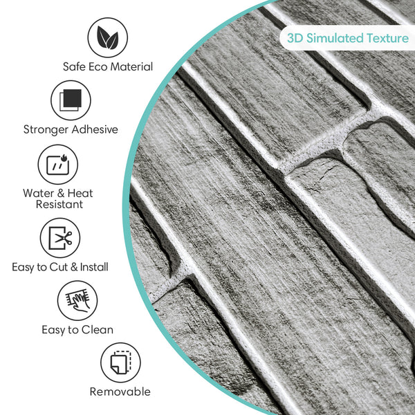 3D-Wandpaneele aus grauem Stein zum Abziehen und Aufkleben für Ideen für Garagenwände