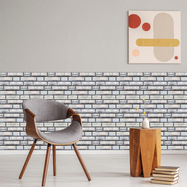 Azulejo de pared de ladrillo de imitación de piedra gris 3D Peel and Stick para la decoración de la pared del hogar