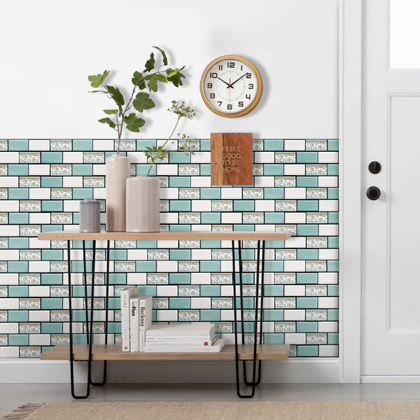 Blaue Peel and Stick Fliesen Backsplash Tile, gebürstete