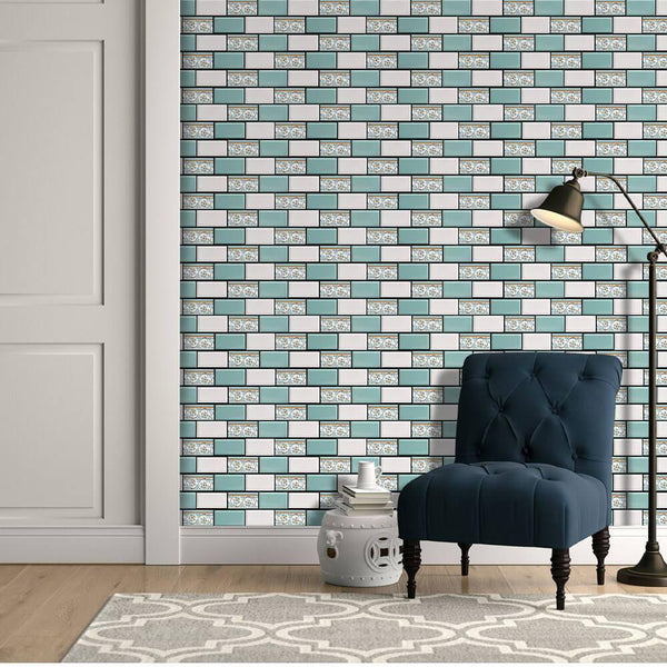 Decoración 3D_Green_and_White_Subway_Peel_and_Stick_Wall_Tile-commomy