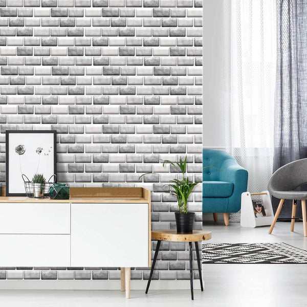 Mosaico gris mate 3D Peel and Stick Accent Wall Tile