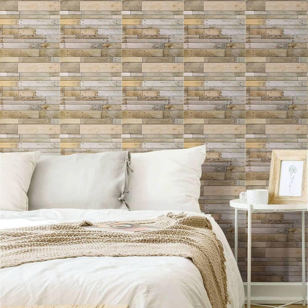 3D Narrow Striped Wood Peel and Stick Shiplap Tile