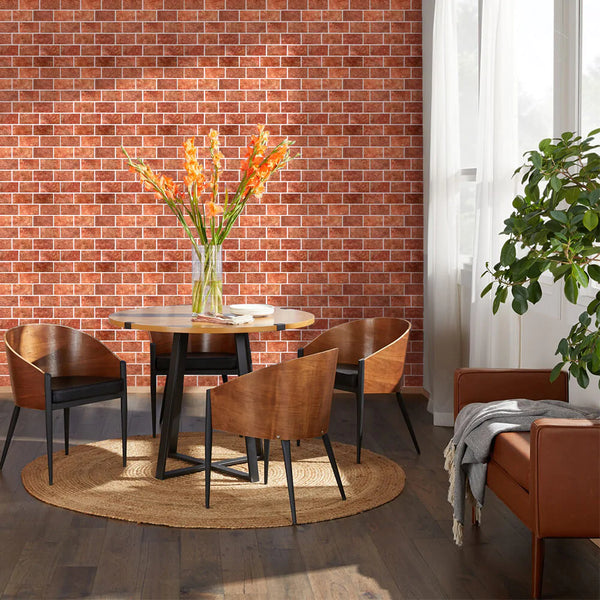 3D Red Ceramic Brick Peel and Stick Wall Tile