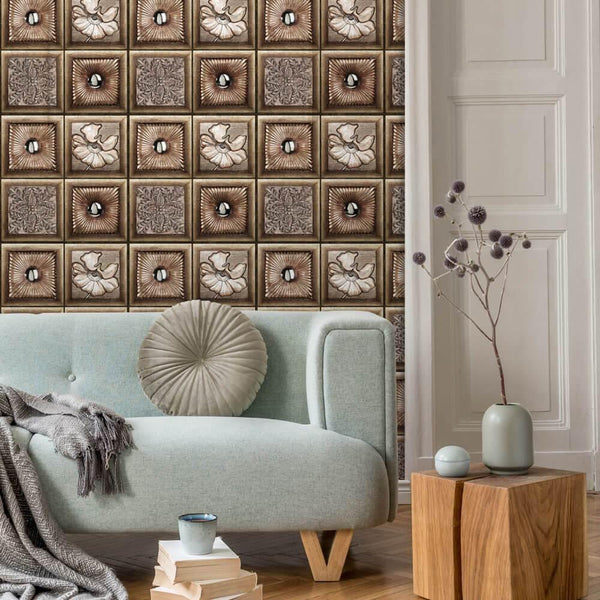 3D Vintage Art Peel and Stick Wall Tile