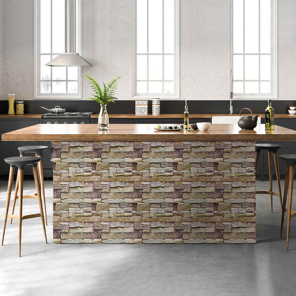 3D_Vintage_Brown_Stone_Peel_and_Stick_Wall_Tile- kitchen island