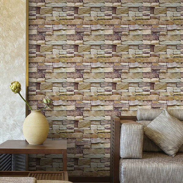 Vintage Brown Stone 3D Peel and Stick Wall Panels for Living Room Wall Decor