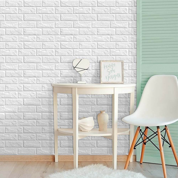 Azulejo de pared de ladrillo blanco 3D Peel and Stick