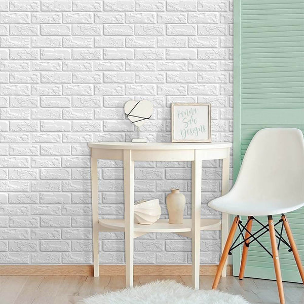 Azulejo de pared de ladrillo blanco 3D Peel and Stick