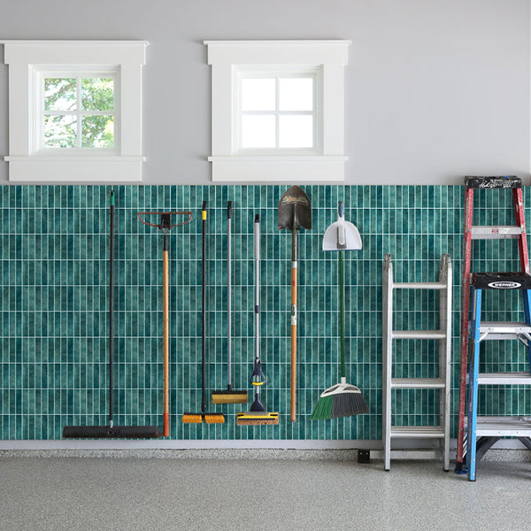 3D Blue Straight Linear Mosaic Peel and Stick Garage Wall Ideas