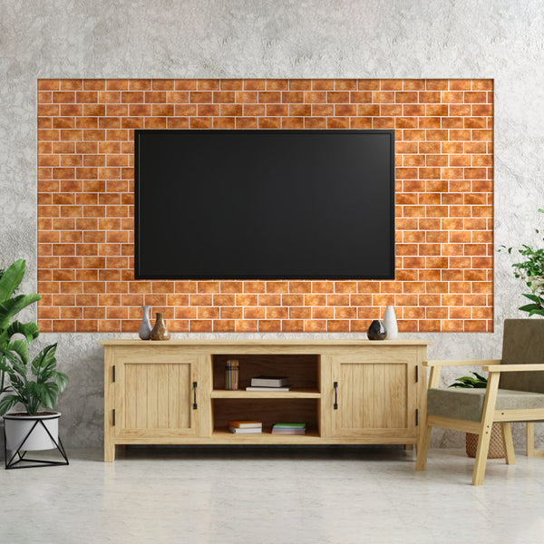 3D Amber Clay Brick Peel and Stick Wall Tile