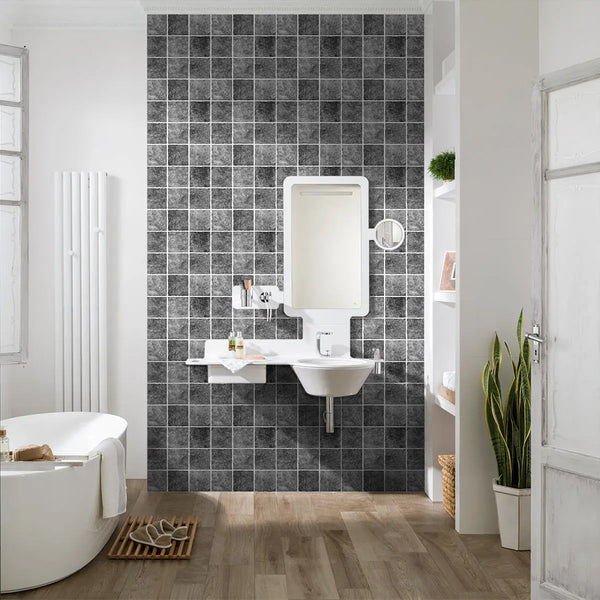 Azulejos 3d de cerámica gris para la decoración de la pared del baño