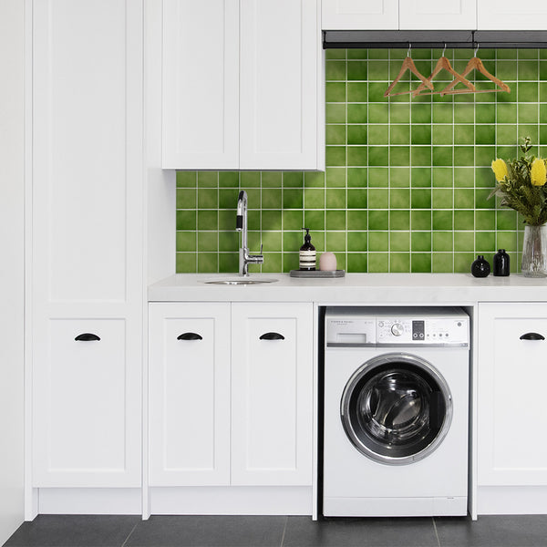 3D Ceramic Green Peel and Stick Tile Backsplash