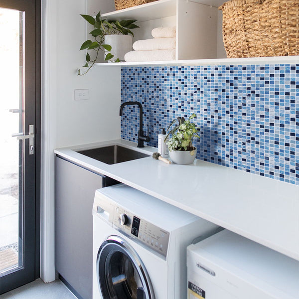 Blue Mosaic Peel and Stick Backsplash