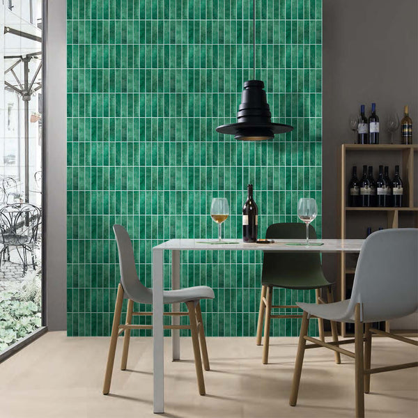 3D Straight Linear Mosaic Green Peel and Stick Tile for Backsplash