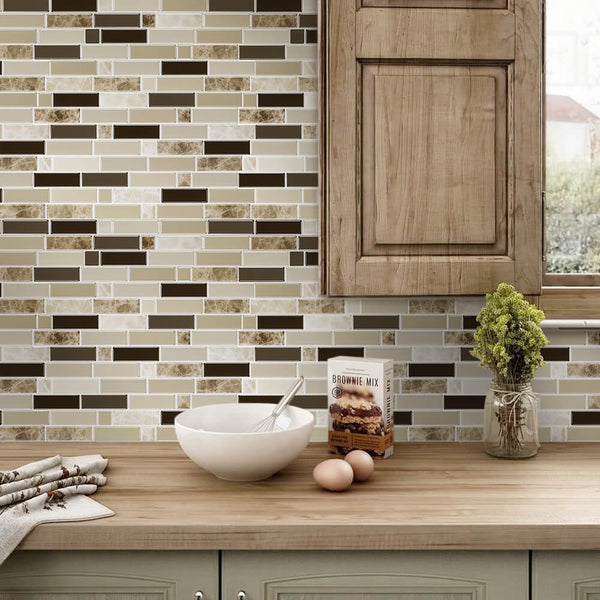 Light Brown Mosaic Peel and Stick Backsplash Tile