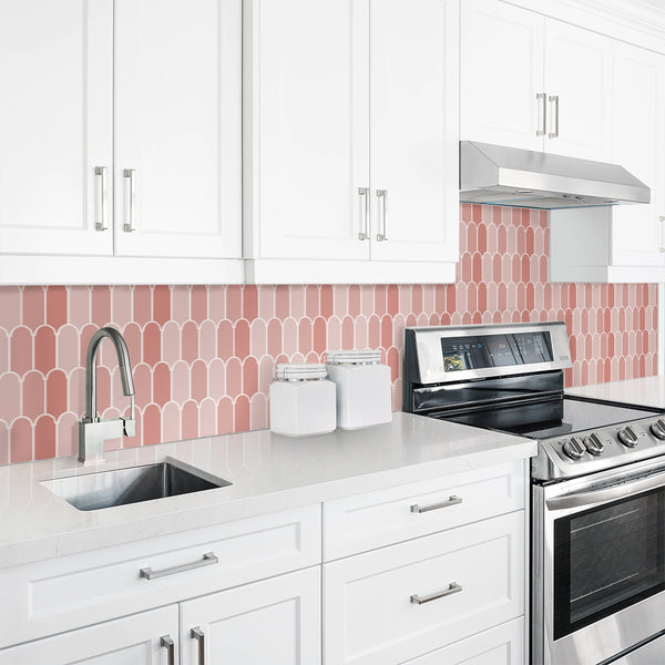 Pink Fish Scale Peel and Stick Backsplash Tile