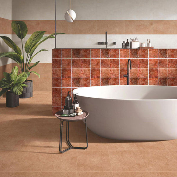 3D Red Clay Square Peel and Stick Wall Tile