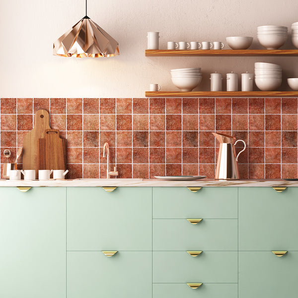 3D Red Clay Peel and Stick Brick backsplash for Kitchen Wall Decor
