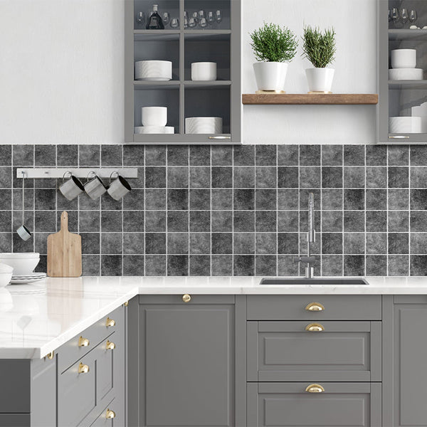 3D-Backsplash aus grauem Ton zum Abziehen und Aufkleben für die Wanddekoration in der Küche