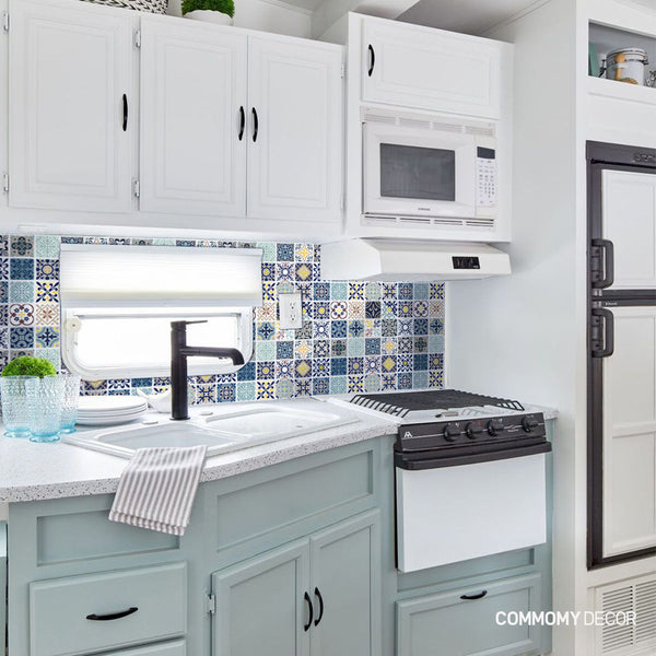 Green Spanish Peel and Stick Backsplash Tile