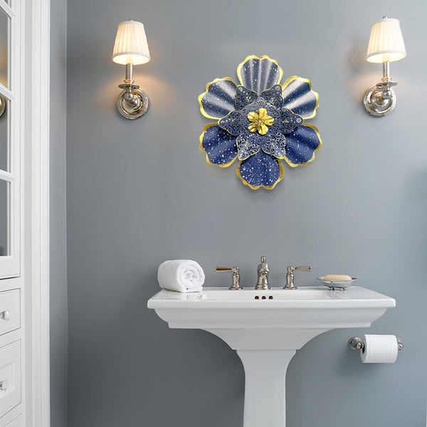 Bathrooms-Commomy 3D-Metallkunst-Wanddekoration mit Blumen