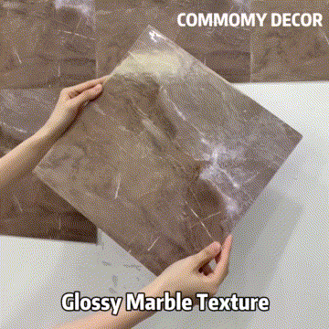 Brown Marble Peel and Stick Wall Tile-Commomy Decor