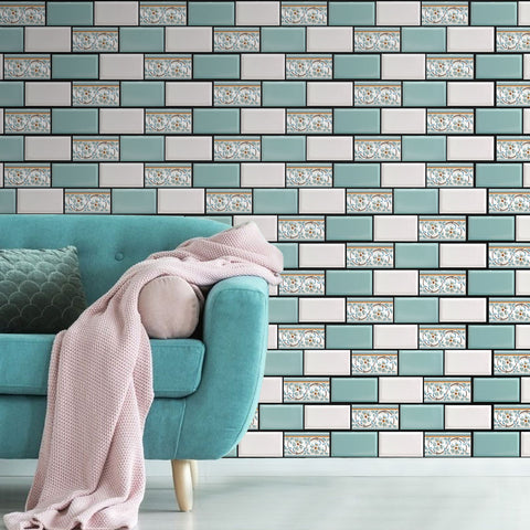 COMMOMY-3D PVC colorido pelar y pegar azulejos de pared