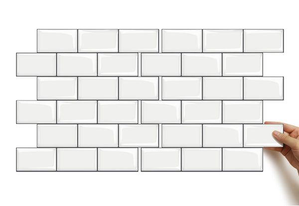 COMMOMY-CLASSIC SUBWAY WHITE PEEL AND STICK BACKSPLASH TILE012