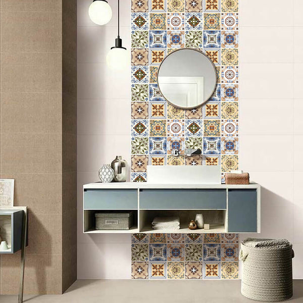 Coffee_and_Blue_Square_Spanish_Peel_and_Stick_Backsplash_Tile