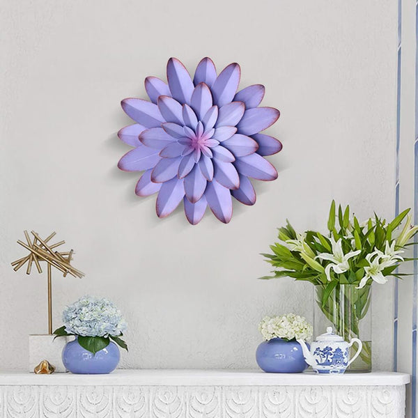 Commomy decor-Water_Lily_3D_Metal_Flower_Wall_Decor_Purple_Scene