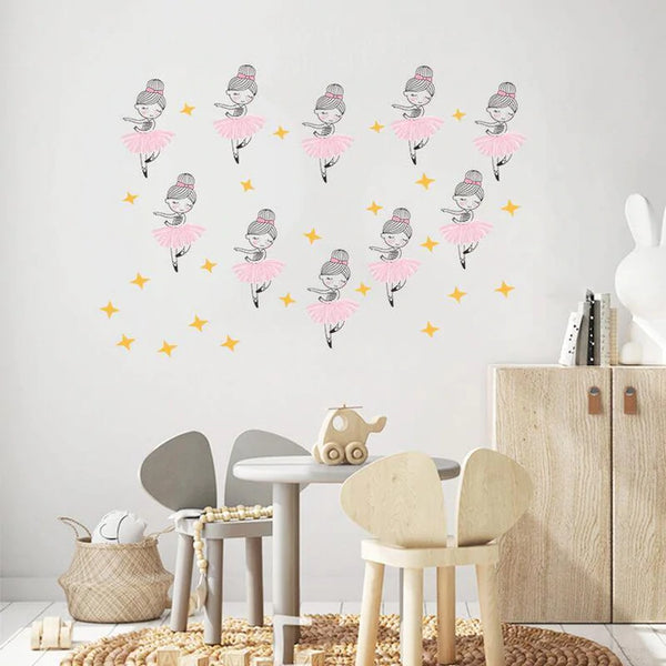 Calcomanías de pared para guardería con diseño de niña bailando