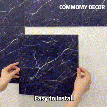 Deep Bule Marble Peel and Stick Wall Tile-Commomy Decor