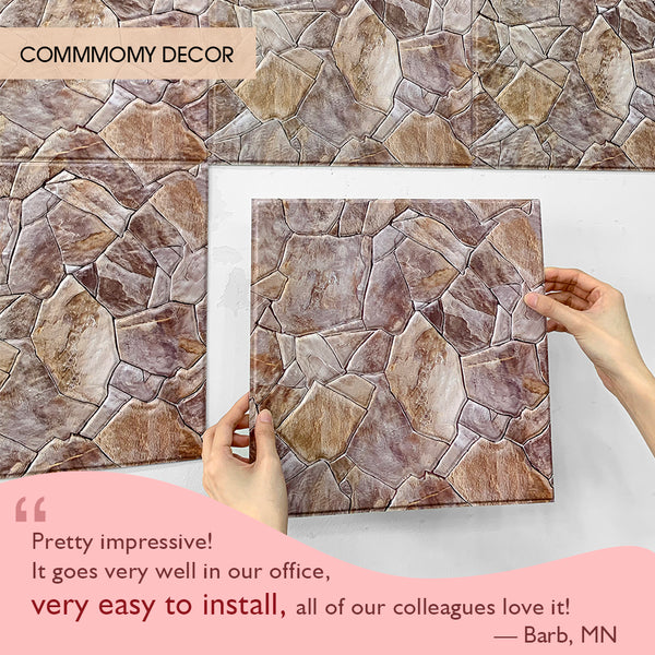 3D Brown Rubble Stone Peel and Stick Wall Tile