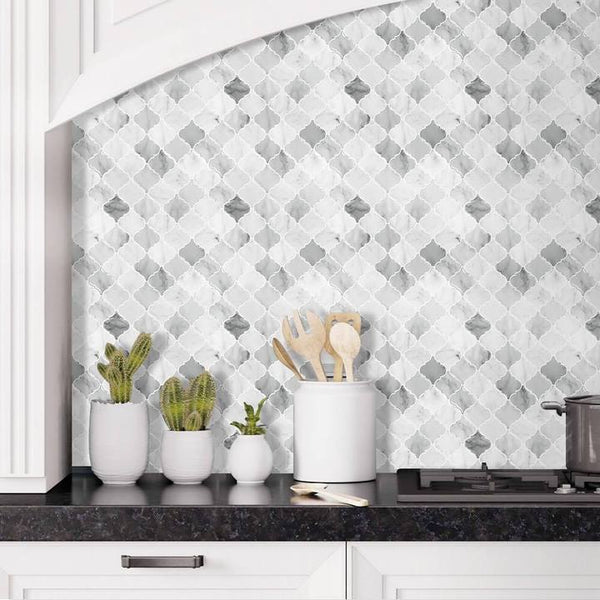 Gray Marble Thicker Rhombus Peel and Stick Backsplash