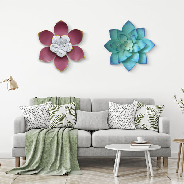 Living Room-Commomy 3D Metal Art Flowers Wall Decor