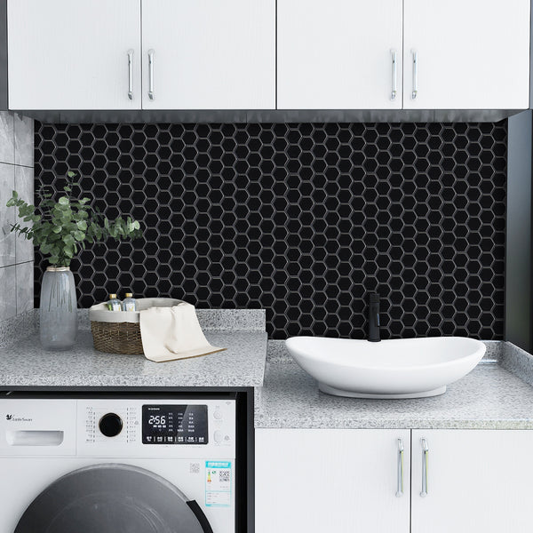 black backsplash