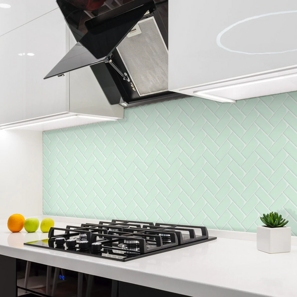 AquaGreen Herringbone Peel and Stick Backsplash Tile