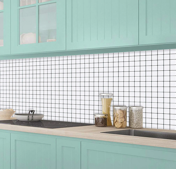 White Square Peel and Stick Backsplash Tile